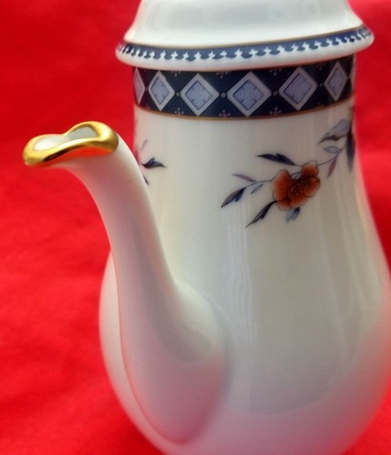 VINTAGE RARE LIMOGES CHASTAGNER COFFEE POT CHOCOLATE POT COBALT BLUE & GOLD TRIM - Picture 10 of 12