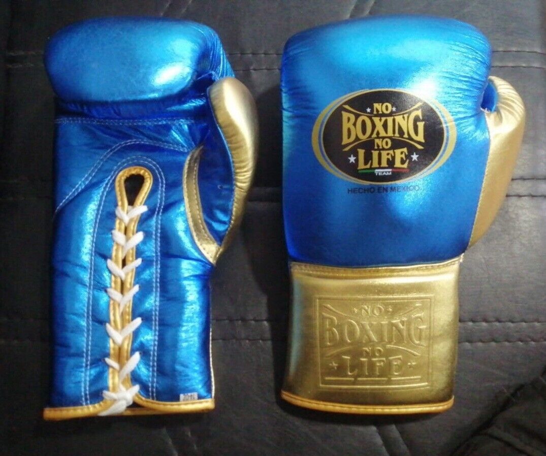 Custom Made No Boxing No Life Boxing Gloves Sky Blue Gold