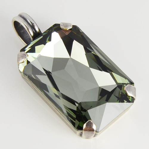 Grevenkämper Halskette Swarovski Kristall Silber Rechteck grau Black Diamond - Bild 4 von 8