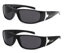 Authentic LOCS Sunglasses Wrap Around Style w/Chrome (Gloss Black / Matte Black)