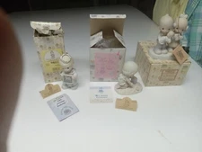 3 PRECIOUS MOMENTS Exc Conditn W Box Little Treasures, Rejoicing, Peace On Earth