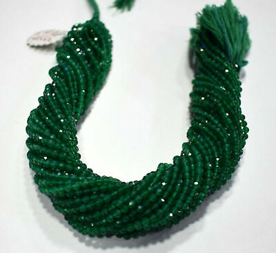 Natural Green Onyx Gemstone 3-4mm Rondelle Faceted Beads 12-45" Strand Necklace