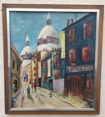 Großes Ölgemälde Paris Montmartre Sacre'Coeur signiert und datiert 
