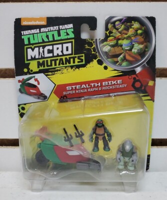 2016 TMNT Micro Mutants: Stealth Bike, Super Ninja Raph & Rocksteady - New