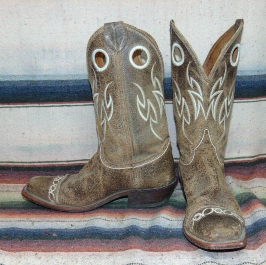 Womens Justin Bent Rail BR1628 Brown Roughout Leather Cowboy Boots 7.5 B VGC