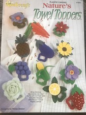 Vintage 1997 Nature's Towel Toppers Plastic Canvas Pattern Booklet 12 Designs