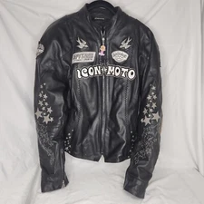 ICON GOGO BOMBSHELL Motorcycle Jacket, black leather, Wmns Sz L