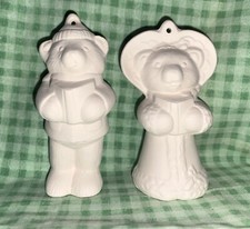 Caroling Bears Boy & Girl Bear Ornaments Christmas Ceramic Bisque Ready to Paint