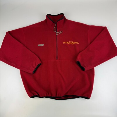 Vintage Columbia Mens Size L 1/4 Zip Fleece Pullover University of