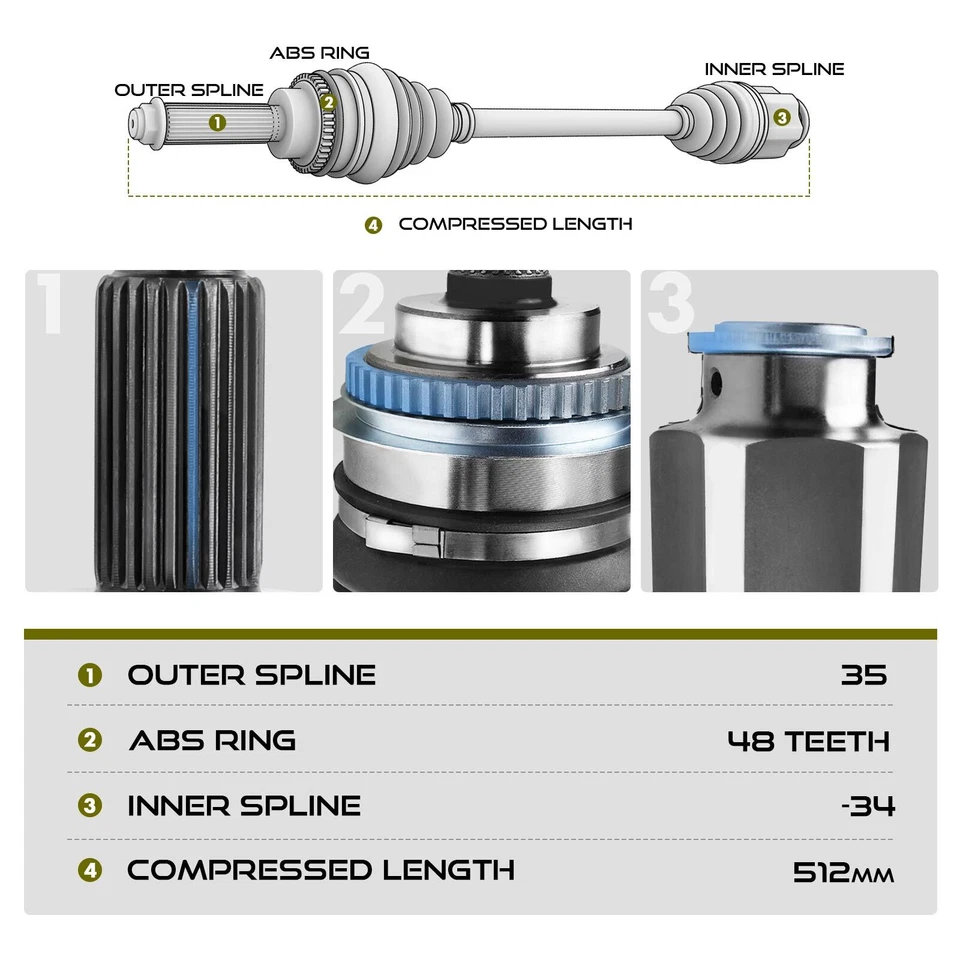 2x Conjunto de eje CV para Mercedes-Benz E430 W210/W211 2000-2002 E320 00-03 delantero Foto 2 de 4