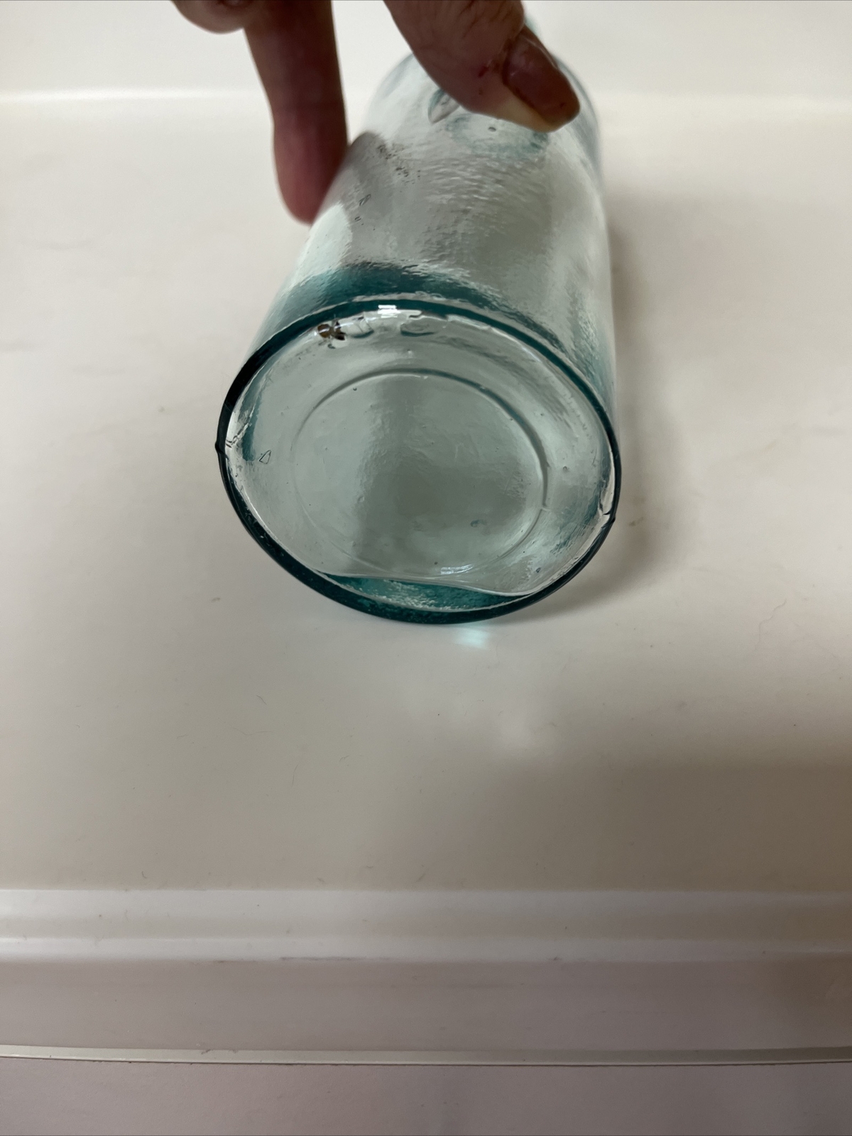 Antique Glass Bottle 11" light Blue Cylinder Shape Rare Collectible