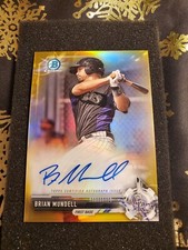 BRIAN MUNDELL 2017 Bowman Chrome Gold Refractor On Card Auto 06/50 Rockies RC 👀