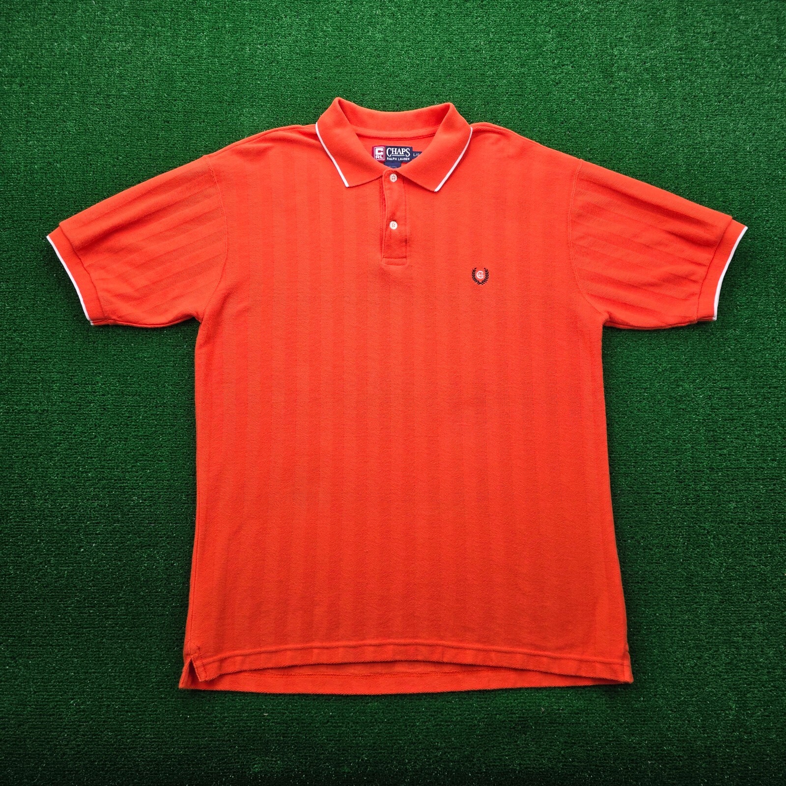 Chaps Ralph Lauren Polo Shirt Mens Large Orange Short Sleeve Vintage Y2K Golf