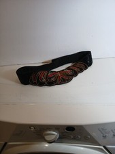 Vintage 1970-80  s Womens Black Beaded Cumberbund Waist Belt  34 Sz. M.