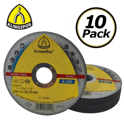 5 Zoll Winkelschleifer Trennscheiben 125 x 1 mm Metall Trennscheiben KLINGSPOR (10er Pack)