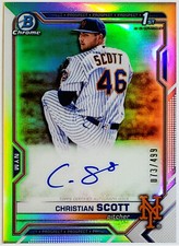 CHRISTIAN SCOTT ROOKIE AUTO REFRACTOR 1ST BOWMAN 2021 BOWMAN CHROME #CDA-CS METS
