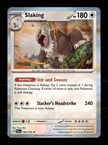 Slaking 162/193 Rare Paldea Evolved Pokemon Holo Near Mint
