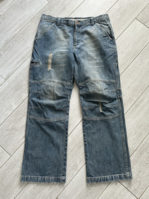 Vintage Y2K Clockhouse Mud Wash Denim Biker Jeans Baggy Fit Men s Size 36