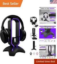 Gaming Headset Stand | RGB Headphone Stand for Desk with Mouse Bungee and USB...