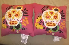 Target Halloween Sugar Skull Dia De Muertos Stuffed Throw Pillows Set 16x16 