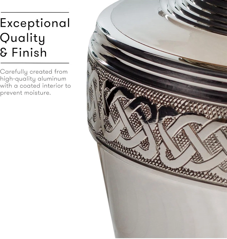 白色黄铜银色花卉手工纪念骨灰盒 (11 x 7) — 第 4/4 张图片