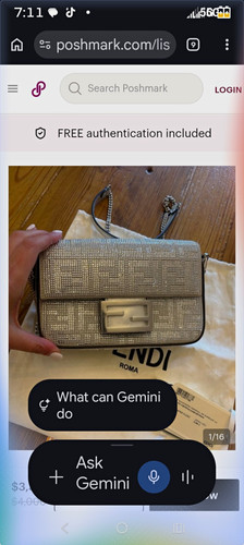 Fendi Small Silver Logo Crystal Shoulder Bag Chain Strap Magnetic w/ Dust Bag