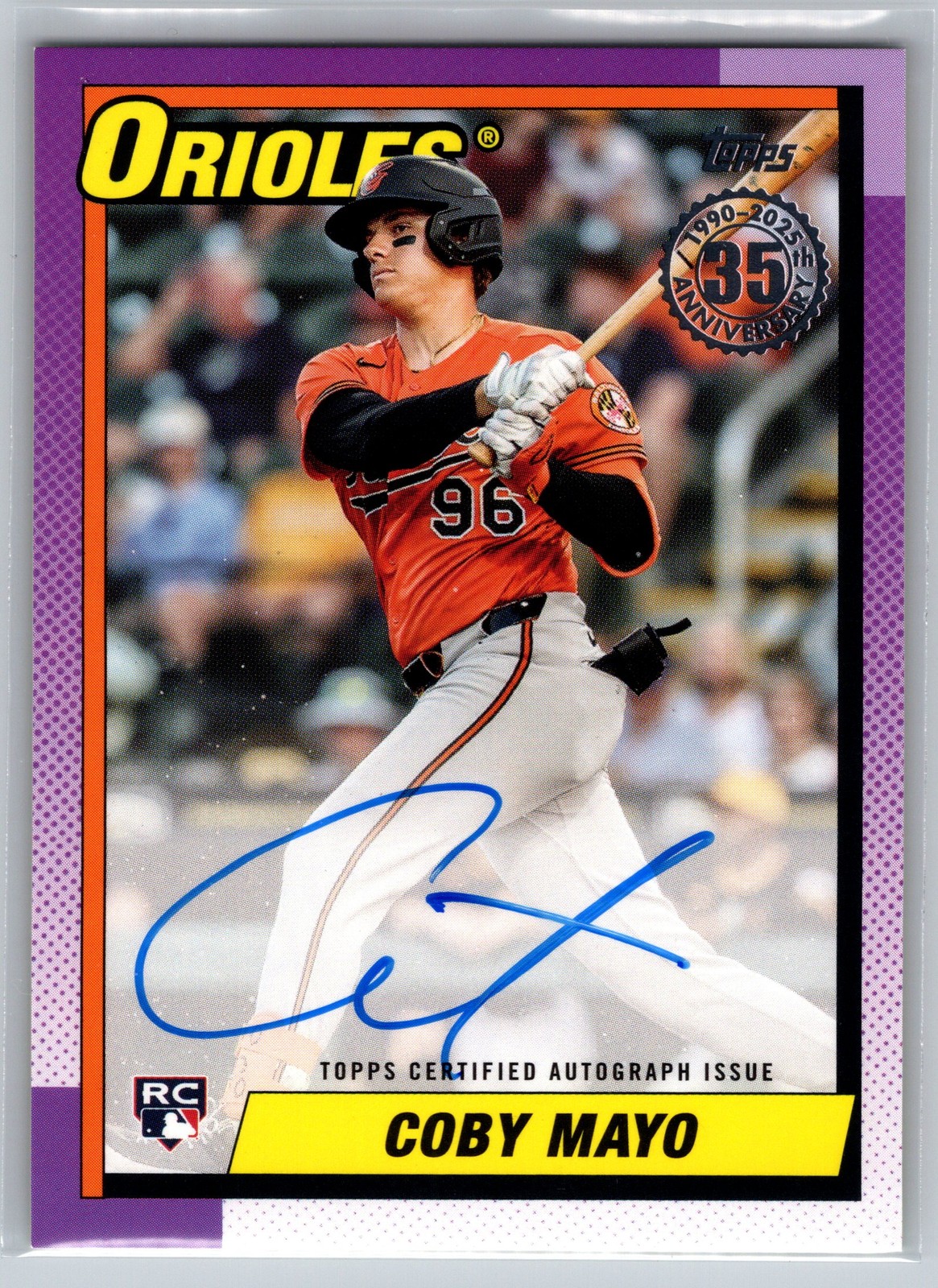 2025 Topps Coby Mayo Rookie 1990 Topps Auto #90A-CMA Baltimore Orioles