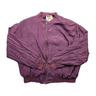 Vintage Protest Men s Large Silk Bomber Jacket Plum Color Lightweight Zip 90s 