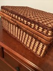 Woven Rectangular Picnic Basket Storage Suitcase Carrier Lock Box — photo 7