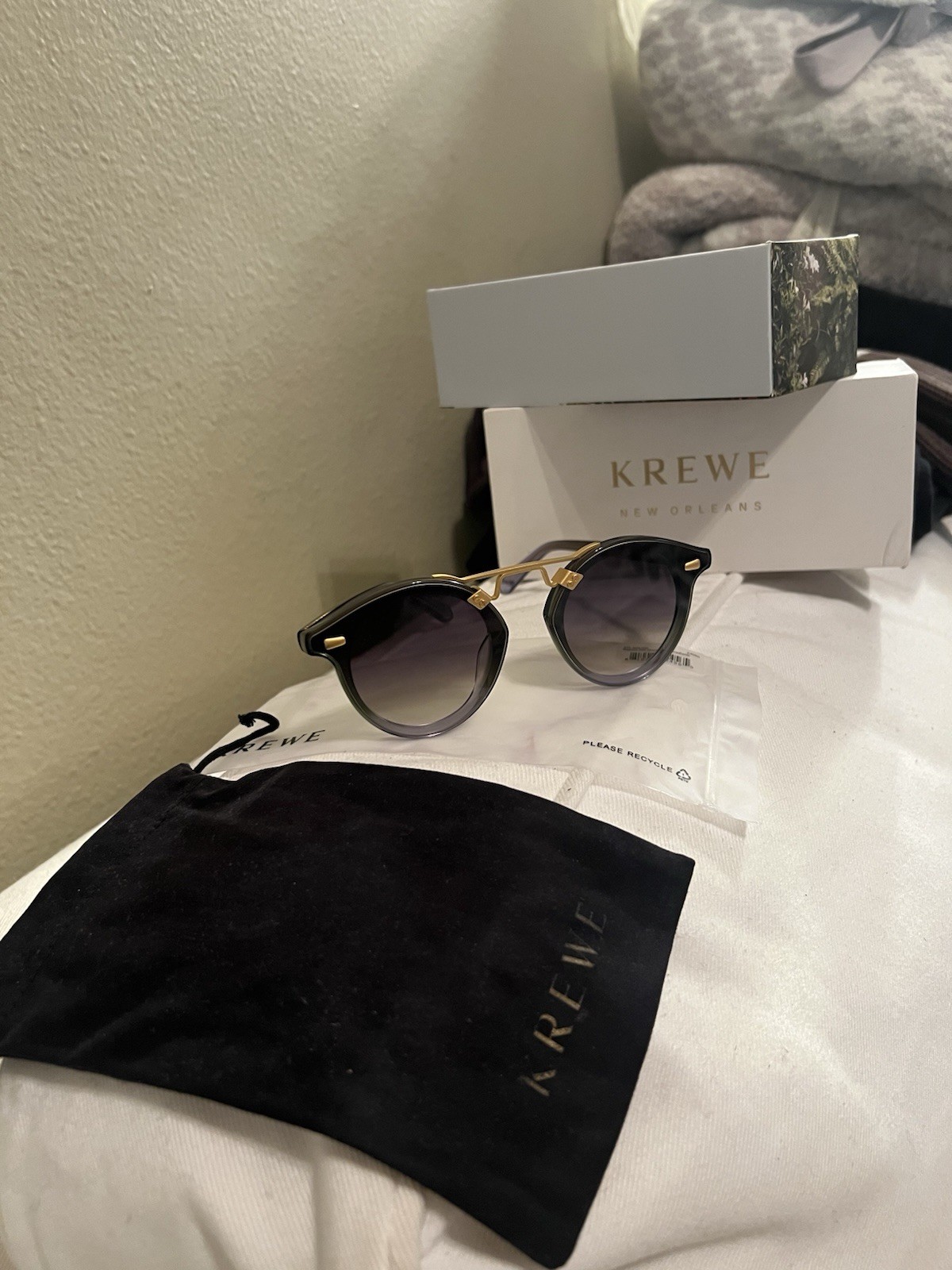 BRAND NEW KREWE SUNGLASSES STL ST LOUIS NYLON MATCHA 24K