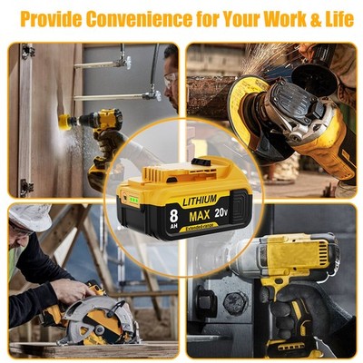 For DeWalt 20V 20 Volt Max 8.0AH Lithium Ion Battery DCB206-2 DCB205-2