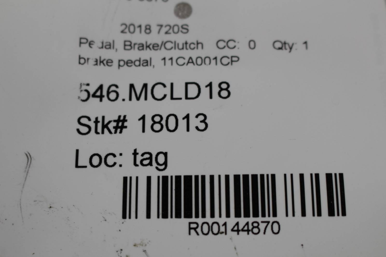 McLaren 720S, Brake Pedal, Used, P/N 11CA001CP