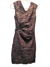 🍾 Calvin Klein | Metallic Ruched Cocktail Dress w/Sparkly Side Brooch |$40 |