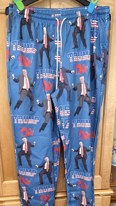 Men's 2XL TRUMP Blue Polyester USA Graphic Print Pajama Pants 