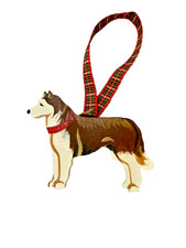 Siberian Husky Breed Dog Xmas Ornament Hand Made By Dandy Design Made In The USA