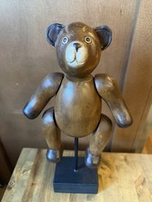 Vintage Handmade Wooden Bear Figurine   17    Moveable Limbs- Nursery Decor