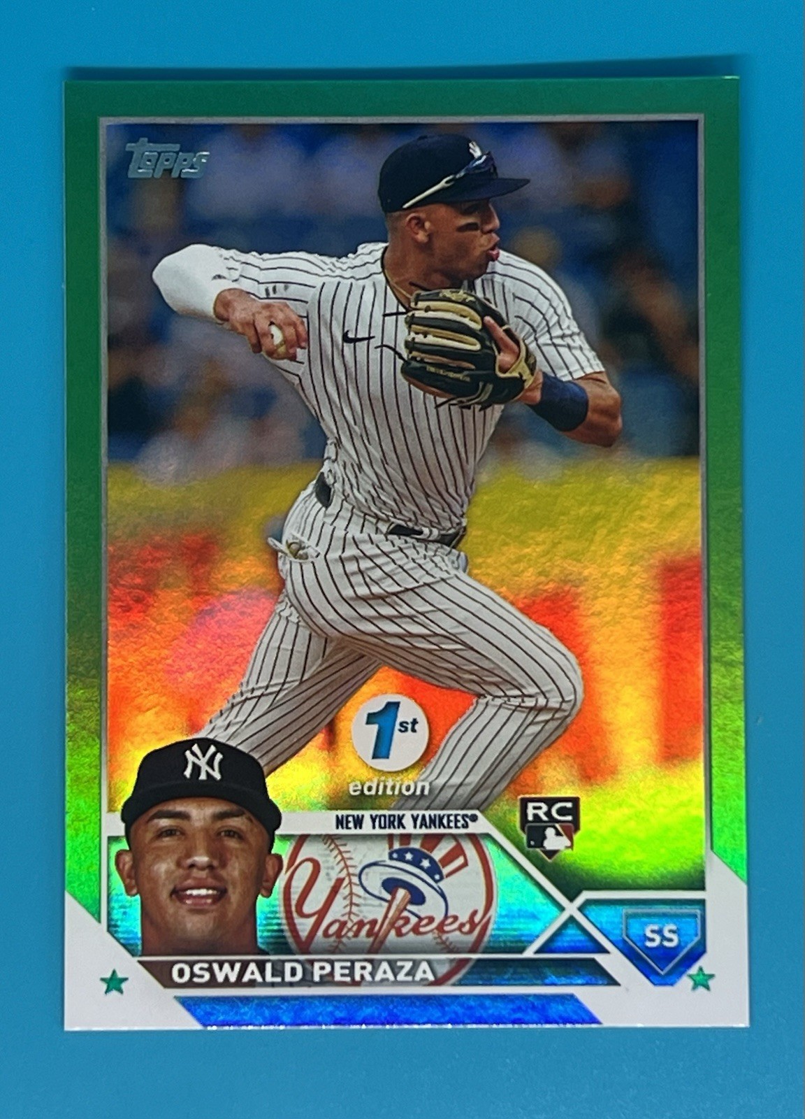 2023 Topps Series 1 1st Edition Green Foil #94 Oswald Peraza Yankees Rookie/150