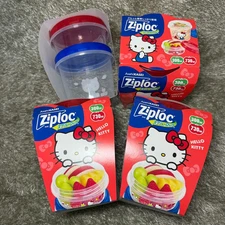 Hello Kitty Ziploc Screw-Loc Containers 300ml 730ml Set of 4 Sanrio Japan