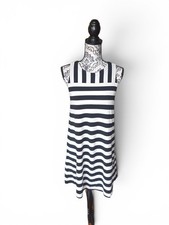 Loft By Anne Taylor Striped Sleeveless Casual Dress Petite M In Blk & Wht
