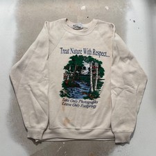 Vintage Lee Nature Graphic Sweatshirt Mens Large Cream Made in USA Raglan 90s