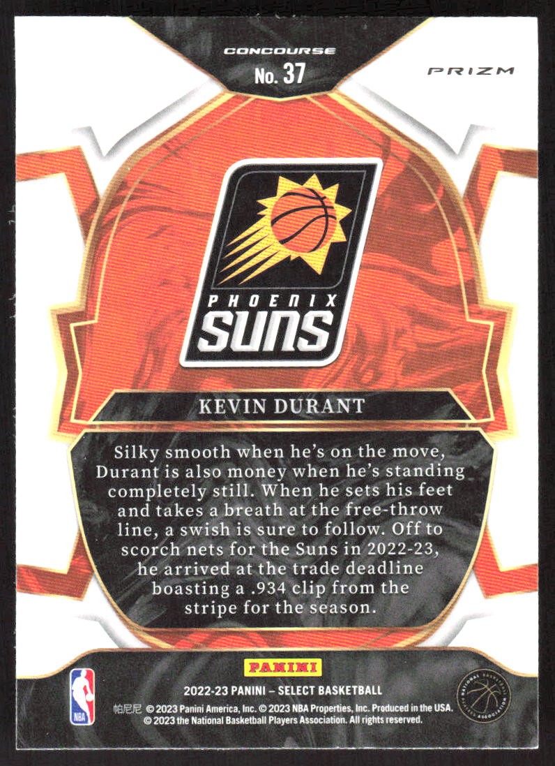 8753H 2022-23 Panini Select #37 Kevin Durant Blue Cracked Ice