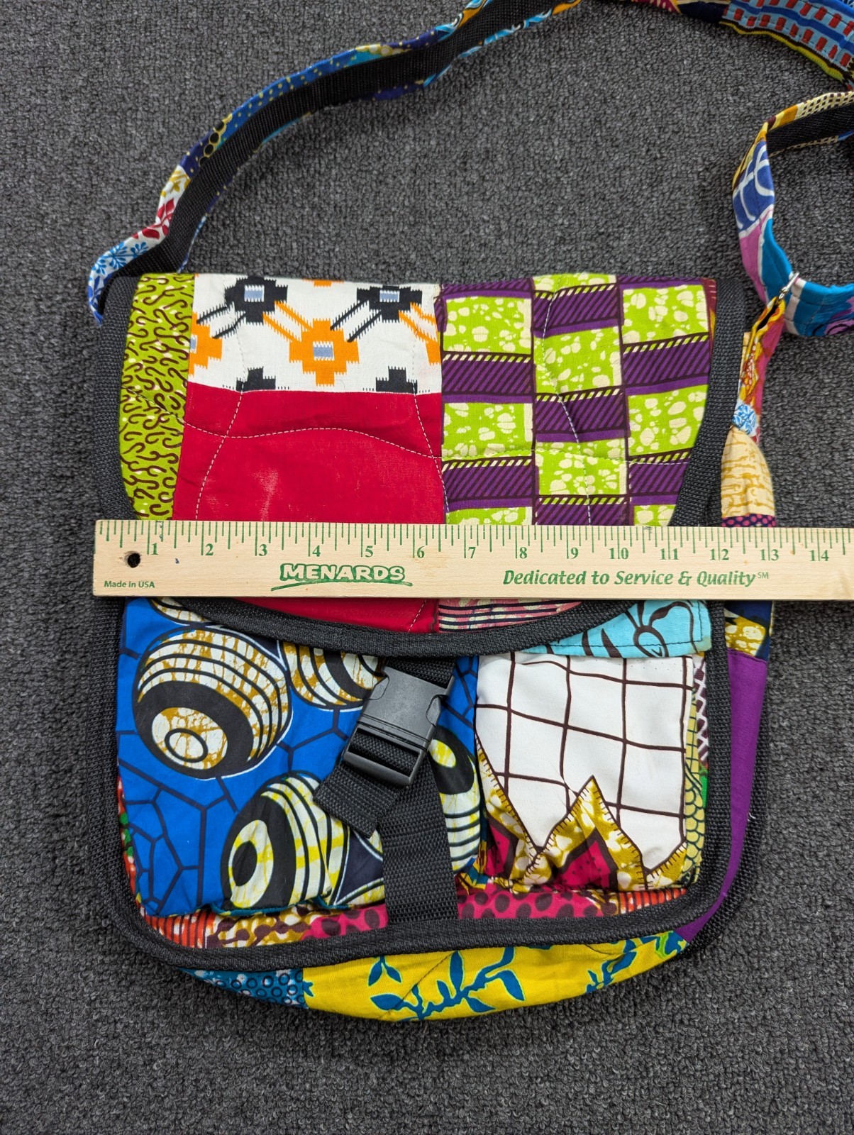 Boho Multi-Color Patchwork Adjustable Strap Cross… - image 3