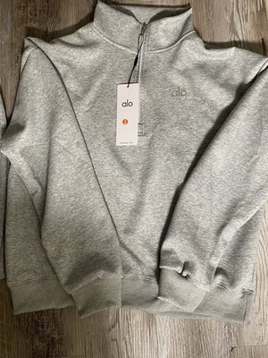alo Gray Sweatshirt & Sweatpants Set S 1/4 Zip Mock Neck