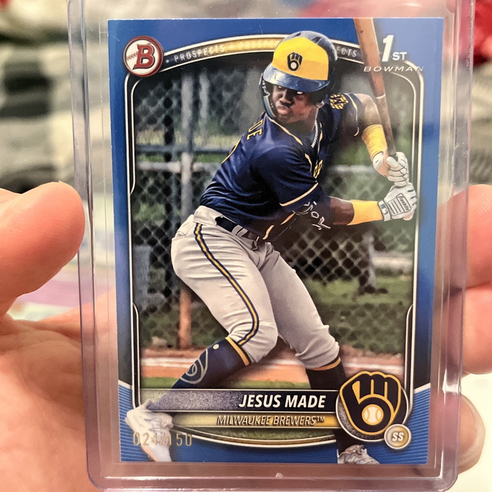 JESUS MADE 2025 1st Bowman Blue Parallel 024-150 Milwaukee Brewers BP-66