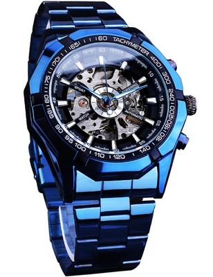 FORSINING Men's Watch SelfWind Skeleton Hollow Out Mechanical Automatic Luxur...