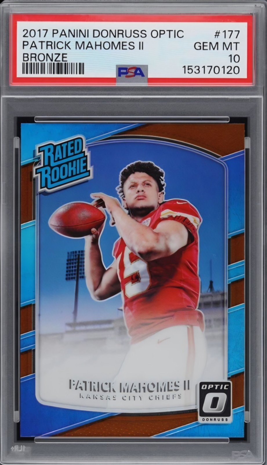 2017 Donruss Optic Rookie Patrick Mahomes Bronze Prizm PSA 10 #177 RARE Pop 51