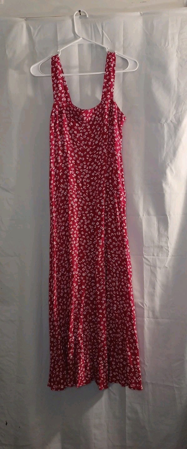 Vince Camuto Women's Midi Dress Red White Floral Flowy Sz M