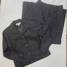 VTG Appleseed Irish Linen Black 2 Piece Pant Suit Set Sz FITS Sz 6/8 Y2K 90s