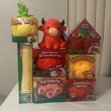 Squeeezy Squishy Fruit Bundle Pineapple Strawberry Cherry Peach Lot Of 7 Cow