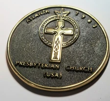 Vintage Presbyterian Church USA Brass Paperweight Atlanta 1983 3.5"